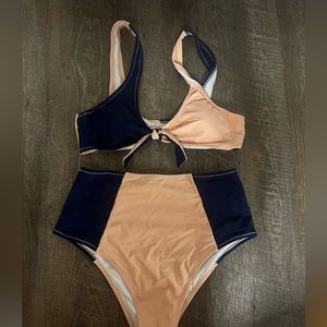 High wasted pink and purple bikini set